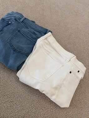 Express and J. Crew Skinny Jeans one off white and 1 in Blue